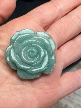 Amazonite Rose Carved Pendant - Women Jewelry